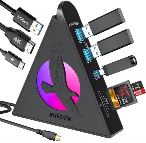 Pink USB C Hub, 8-in-1 Type C Hub with 4K HDMI, 100W Power Delivery, 5Gbps USB-C, 3xUSB-A 3.0, SD/TF Card Reader, RGB Lighting, Pink Dock for MacBook Air/Pro, iPad, iPhone16, Surface, XPS, etc. in Saudi Arabia
