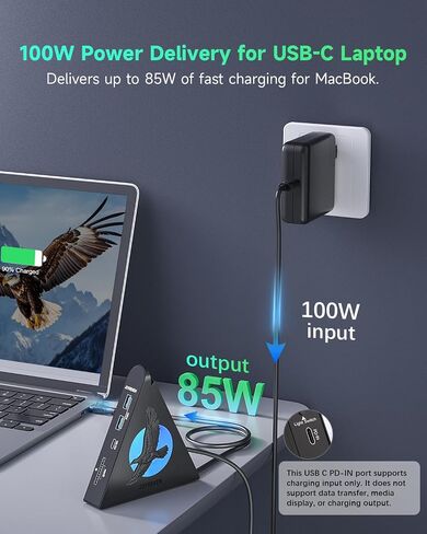Pink USB C Hub, 8-in-1 Type C Hub with 4K HDMI, 100W Power Delivery, 5Gbps USB-C, 3xUSB-A 3.0, SD/TF Card Reader, RGB Lighting, Pink Dock for MacBook Air/Pro, iPad, iPhone16, Surface, XPS, etc. in Saudi Arabia