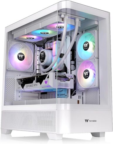 Thermaltake View 290; Mid Tower; 3x120mm ARGB Lite Fans Included; 360mm Radiator Support; 450mm GPU Clearance; Hidden Connector Support; Rotatable PCIe Slots;200mm PSU Clearance;Black;CA-11G-00M1WN-00 in Saudi Arabia