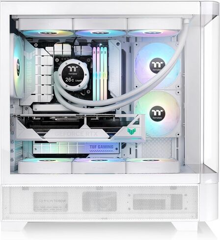 Thermaltake View 290; Mid Tower; 3x120mm ARGB Lite Fans Included; 360mm Radiator Support; 450mm GPU Clearance; Hidden Connector Support; Rotatable PCIe Slots;200mm PSU Clearance;Black;CA-11G-00M1WN-00 in Saudi Arabia