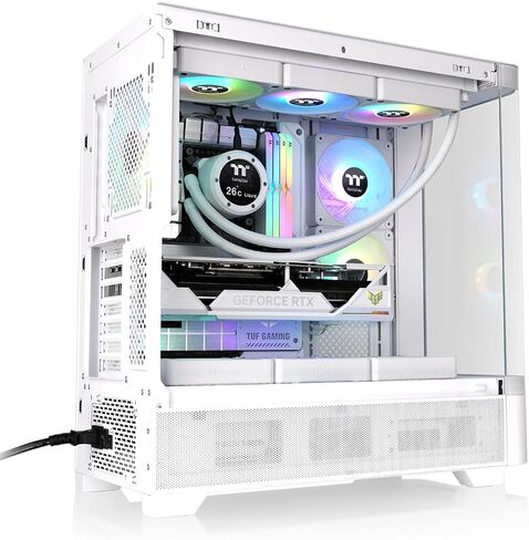 Thermaltake View 290; Mid Tower; 3x120mm ARGB Lite Fans Included; 360mm Radiator Support; 450mm GPU Clearance; Hidden Connector Support; Rotatable PCIe Slots;200mm PSU Clearance;Black;CA-11G-00M1WN-00 in Saudi Arabia