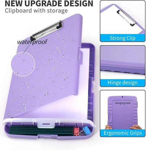 1pc Clipboard with Pen Holder High Capacity Clipboard with Storage, Easily Organize and Store Your Documents Plastic Clipboards(Sky Blue) in Saudi Arabia