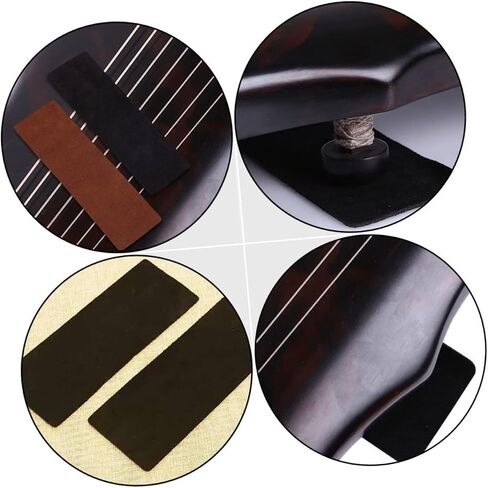 4 قطع Guqin - واقي سميك من جلد البقر لاستقرار الآلة، تصميم مانع للانزلاق من أجل ممارسة آمنة وأداء، لون أسود in Saudi Arabia