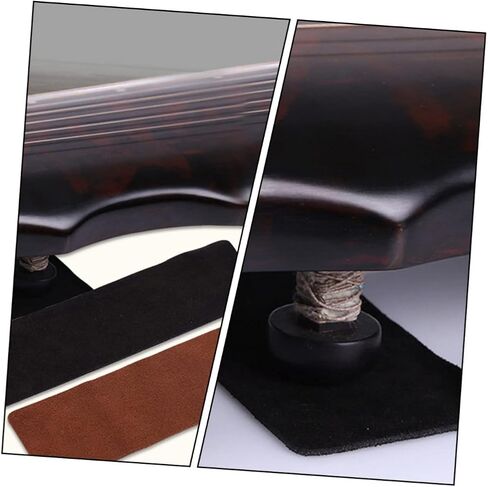 4 قطع Guqin - واقي سميك من جلد البقر لاستقرار الآلة، تصميم مانع للانزلاق من أجل ممارسة آمنة وأداء، لون أسود in Saudi Arabia