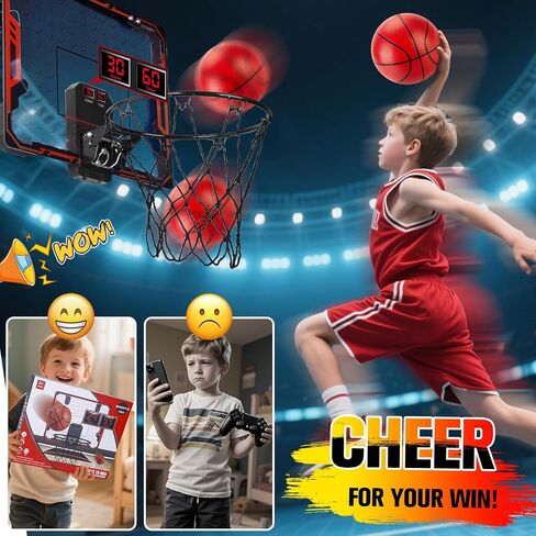 Basketball Hoop Indoor for Kids(4-12 Years Old), Over The Door Basketball Hoop with Scoring, Countdown and Music Accompaniment, Christmas Toys in Saudi Arabia