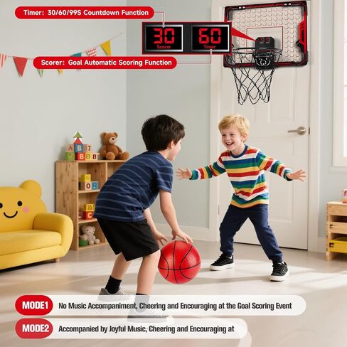 Basketball Hoop Indoor for Kids(4-12 Years Old), Over The Door Basketball Hoop with Scoring, Countdown and Music Accompaniment, Christmas Toys in Saudi Arabia