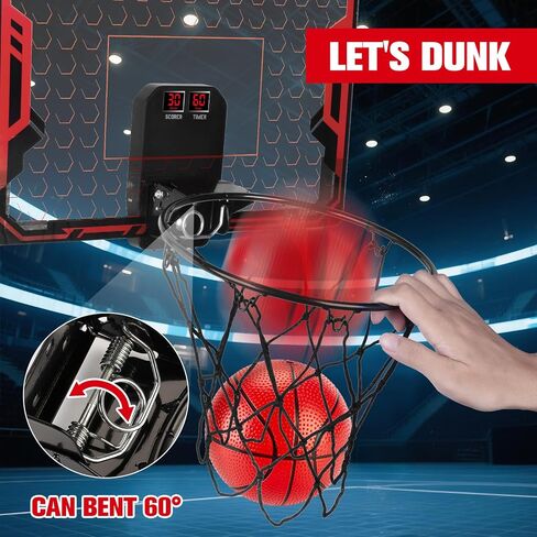Basketball Hoop Indoor for Kids(4-12 Years Old), Over The Door Basketball Hoop with Scoring, Countdown and Music Accompaniment, Christmas Toys in Saudi Arabia