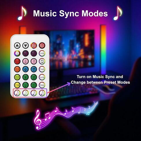 RGB Smart LED Desk Light Bars 2-Pack Music Sync Standing Light Bars for Gaming, Home Office & Ambient Lighting (Remote Control) in Saudi Arabia