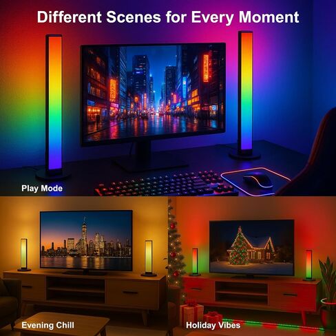 RGB Smart LED Desk Light Bars 2-Pack Music Sync Standing Light Bars for Gaming, Home Office & Ambient Lighting (Remote Control) in Saudi Arabia