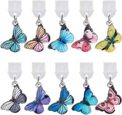 SUNNYCLUE 1 Box 10pcs Phone Dust Plug Charm Cute Phone Plugs Type c Alloy Colorful Butterfly Charging Cellphone Anti Dust Port Protector Plugs for Women Men Cellphone Earphones Laptops Accessories in Saudi Arabia