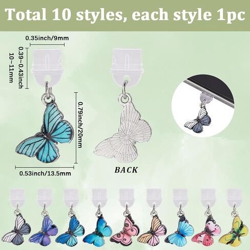 SUNNYCLUE 1 Box 10pcs Phone Dust Plug Charm Cute Phone Plugs Type c Alloy Colorful Butterfly Charging Cellphone Anti Dust Port Protector Plugs for Women Men Cellphone Earphones Laptops Accessories in Saudi Arabia