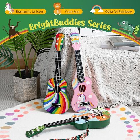 CAHAYA 21-Inch Cartoon-themed Mahogany Soprano Ukulele Beginner Kit with Gig Bag, Colorful Strap, and Fretboard Stickers—Ideal for Both Kids and Adults, Perfect Professional Hawaiian Ukulele Gift in Kuwait