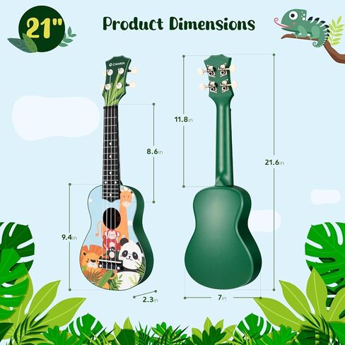 CAHAYA 21-Inch Cartoon-themed Mahogany Soprano Ukulele Beginner Kit with Gig Bag, Colorful Strap, and Fretboard Stickers—Ideal for Both Kids and Adults, Perfect Professional Hawaiian Ukulele Gift in Kuwait