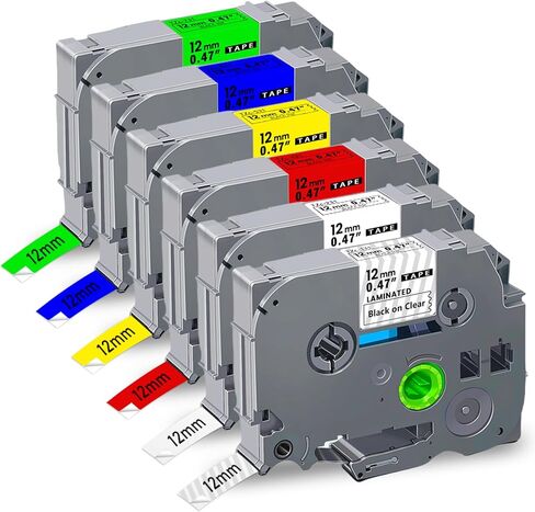 6Pack TZe-231 Tape Label Maker Compatible with Brother P-Touch Label Tze Tape, TZE231 ½"(0.47") x 26.2 ft. Laminated Black on White, for use with PT-D210, PT-H110, PT-D220, PT-D400, PT-D600 in Saudi Arabia