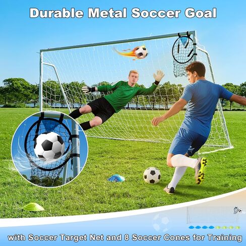 Soccer Goals for Backyard Soccer Goal 12x6 Big 10x6.5 8x6 6x4FT Soccer Goals for Youth Adults and Kids Large Metal 2" Goal Post with Agility Ladder and Target Net Soccer Cones Practice Equipment in Saudi Arabia