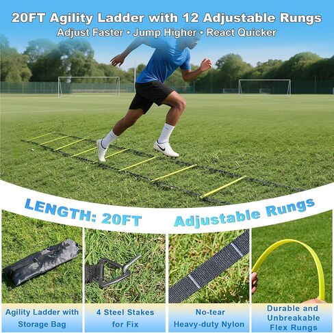 Soccer Goals for Backyard Soccer Goal 12x6 Big 10x6.5 8x6 6x4FT Soccer Goals for Youth Adults and Kids Large Metal 2" Goal Post with Agility Ladder and Target Net Soccer Cones Practice Equipment in Saudi Arabia