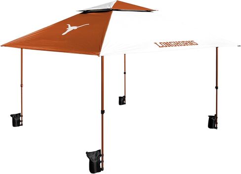 مظلة منبثقة بشعار NCAA Texas Longhorns مقاس 12 × 12 - سهلة الإعداد مع عجلات مدمجة، وسقف مزود بفتحات تهوية لتدفق الهواء، وتتضمن أكياس الرمل، والأوتاد، وربطات العنق - خيمة للباب الخلفي والمناسبات الخارجية in Saudi Arabia