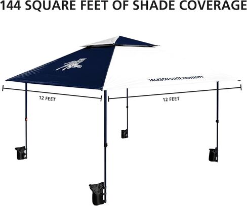 شعار العلامات التجارية HBCU Southern University Jaguars Pop-Up 12x12 مظلة - سهلة الإعداد مع عجلات مدمجة، سقف مزود بفتحات تهوية لتدفق الهواء، يتضمن أكياس رمل وأوتاد - خيمة للباب الخلفي والمناسبات الخارجية in Saudi Arabia