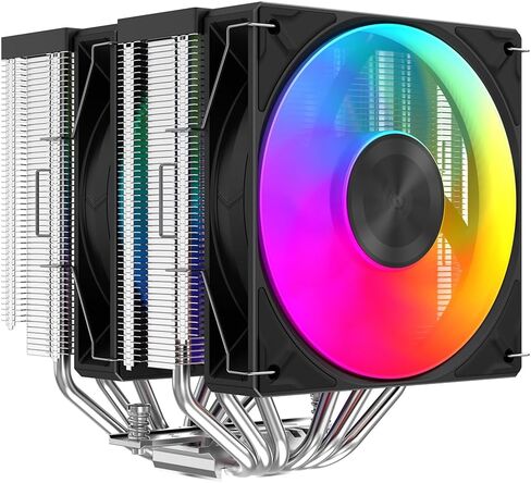 Sama A60B Dual Tower CPU Air Cooler ، 6 أنابيب حرارة ، 2 × 120 ملم مراوح خاتم دليل ، 265W تبريد TDP ، تشغيل 29DBA هادئ ، الانتهاء من المعادن المتميزة ، Intel LGA 115X/1200/1700/1851 & AMD AM4/AM5 Compatible in Kuwait