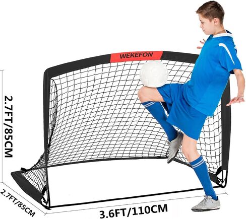 Soccer Goal with Carry Bag, 10/9MM Strengthen Pole, Arched Design, Kids Soccer Goals for Backyard Set 5x 3.1/3.6x2.7/2.9x2.4ft Portable Pop Up Soccer Nets for Toddler, Adults, Youth Games, Play, Gifts in Kuwait
