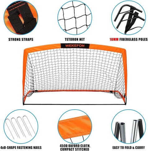 Soccer Goal with Carry Bag, 10/9MM Strengthen Pole, Arched Design, Kids Soccer Goals for Backyard Set 5x 3.1/3.6x2.7/2.9x2.4ft Portable Pop Up Soccer Nets for Toddler, Adults, Youth Games, Play, Gifts in Kuwait