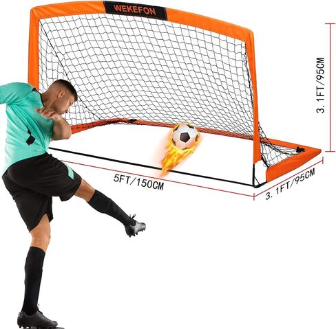 Soccer Goal with Carry Bag, 10/9MM Strengthen Pole, Arched Design, Kids Soccer Goals for Backyard Set 5x 3.1/3.6x2.7/2.9x2.4ft Portable Pop Up Soccer Nets for Toddler, Adults, Youth Games, Play, Gifts in Kuwait