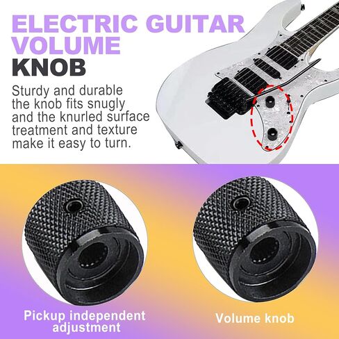 4 Pack Metal Dome Guitar Knobs - Black Volume Tone Control for Electric Guitar & Bass - Includes Allen Key in Kuwait