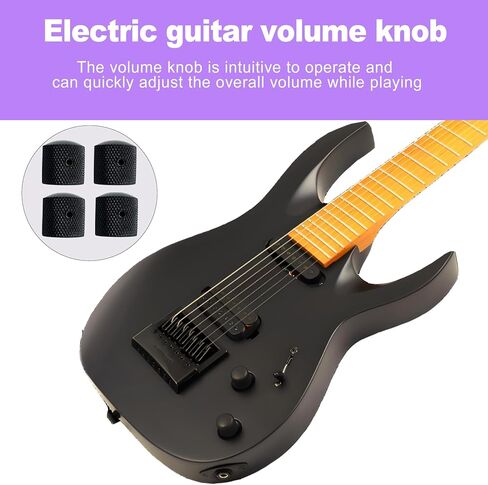 4 Pack Metal Dome Guitar Knobs - Black Volume Tone Control for Electric Guitar & Bass - Includes Allen Key in Kuwait