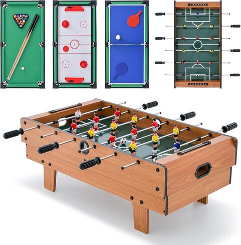 Giantex 4-in-1 Multi Game Table, Combo Foosball Game Table Top w/Billiards, Ping Pong, Push Hockey for Home, Game Room, Family Night & Arcade, Wood Combination Game Table Set for Adults in Saudi Arabia