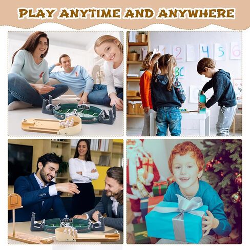 Soulchen Sports Table Top Game Set Mini Tabletop Wooden Bowling, Wooden Basketball, Plastic Soccer Set Office Desk Toy Decor Gag Cute White Elephant Christmas Fun Gifts for Family Party Indoor in Kuwait