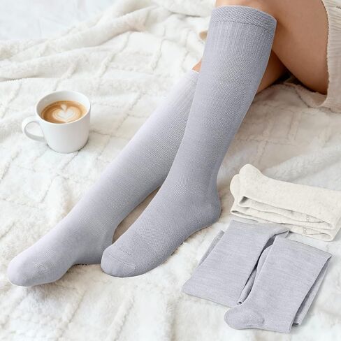 جوارب ضغط من صوف ميرينو السميك من LEVSOX للنساء والرجال 20-30 ملم زئبق جوارب عالية لدعم الركبة للممرضات الطائرة والحمل in Kuwait