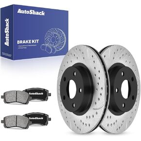 AutoShack Front Brake Kit Replacement for Subaru Legacy Forester AWD Drilled & Slotted E-Coated Disc Brake Rotors Black Ceramic Brakes Pads 10.91" 277 mm SCDPR4106141061721 in Kuwait