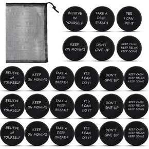 Soulchen 24 Pcs Motivational Ice Hockey Pucks Pack with Mesh Bag 3" Sport Hockey Sticker Foam for Practicing and Classic Training Official Regulation Favors in Saudi Arabia