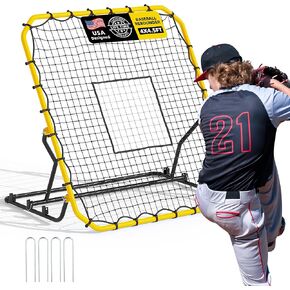 Baseball Rebounder Net, 4x4.5FT Volleyball Pitchback with 3 Adjustable Angles, Baseball & Softball Bounce Back Net for Ground, Line Drive, Fly Ball Return Settings Fielding Trainer in Kuwait