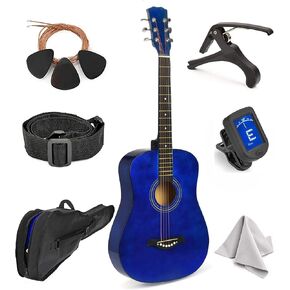جيتار صوتي للأطفال باليد اليسرى من ماستر بلاي - جيتار للمبتدئين مقاس 30 بوصة للمتعلمين - مجموعة أدوات بدء سلسلة صوتية: حقيبة جيتار، موالف، حزام، أوتار إضافية، اختيارات، قماش غسيل، كابو (بلوا) in Kuwait