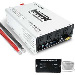 Lvyuan 5000 واط العاكس الطاقة 12V إلى 110 فولت 120V DC إلى محول AC مع 4 منافذ التيار المتردد ، شاشة LCD ، ميناء شحن USB ، التحكم عن بُعد للسيارة في المنزل RV في الهواء الطلق العاكس in Kuwait