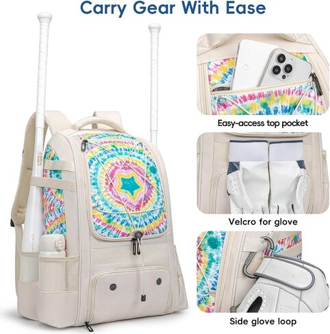 Baseball Bag for Youth | Softball Backpack 50L Large Capacity with Shoe Compartment and 4 Bat Holders | Nova Flare Series in Saudi Arabia