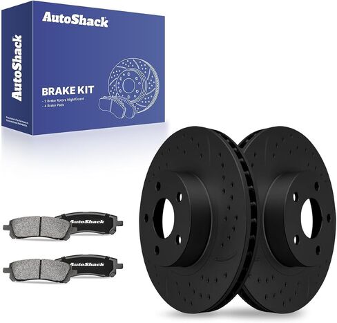 استبدال مجموعة الفرامل الأمامية Autoshack لـ Subaru Legacy Forester AWD حفر ومرسى فرامل القرص المغلفة بالرسوم الإلكترونية منصات الفرامل الخزفية السوداء 10.91 "277 مم SCDPR4106141061721 in Kuwait