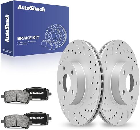 استبدال مجموعة الفرامل الأمامية Autoshack لـ Subaru Legacy Forester AWD حفر ومرسى فرامل القرص المغلفة بالرسوم الإلكترونية منصات الفرامل الخزفية السوداء 10.91 "277 مم SCDPR4106141061721 in Kuwait