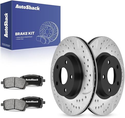 استبدال مجموعة الفرامل الأمامية Autoshack لـ Subaru Legacy Forester AWD حفر ومرسى فرامل القرص المغلفة بالرسوم الإلكترونية منصات الفرامل الخزفية السوداء 10.91 "277 مم SCDPR4106141061721 in Saudi Arabia