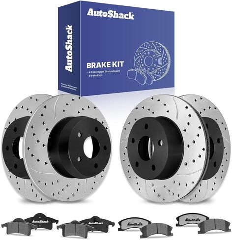 AutoShack Brake Kit Replacement for 1999-2004 Jeep Grand Cherokee 4.0L 4.7L V8 4WD AWD RWD Front Rear Drilled & Slotted E-Coated Disc Brake Rotors Ceramic Brakes Pads SCD945-PR6120LR in Saudi Arabia