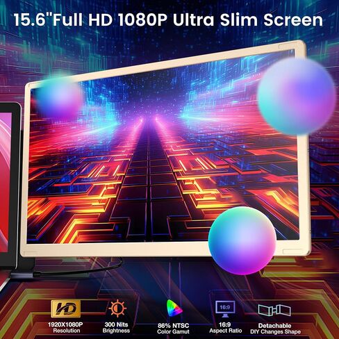 موسع شاشة الكمبيوتر المحمول ، 23.8 '' 1080p FHD 100Hz IPS شاشة محمولة ، شاشة سفر للألعاب المنزلية ، شاشة المناظر الطبيعية والصورة ، متوافقة مع الفوز/Mac/Linux & mini pc/switch/ps5/هاتف ذكي/هاتف ذكي in Saudi Arabia