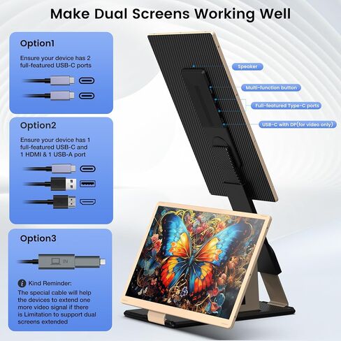 موسع شاشة الكمبيوتر المحمول ، 23.8 '' 1080p FHD 100Hz IPS شاشة محمولة ، شاشة سفر للألعاب المنزلية ، شاشة المناظر الطبيعية والصورة ، متوافقة مع الفوز/Mac/Linux & mini pc/switch/ps5/هاتف ذكي/هاتف ذكي in Saudi Arabia