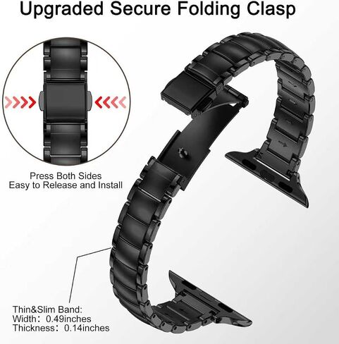 MioHHR Thin Stainless Steel Bands Compatible for Apple Watch 42/41/40/38mm in Kuwait