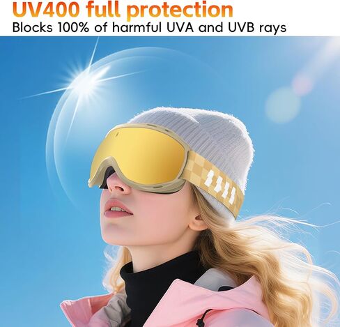 IPOA-Spherical Ski Goggles – PC Lens, TPU Frame, UV400 Protection, Anti-Fog Inner Lens, Snowboard & Skiing Eyewear in Saudi Arabia
