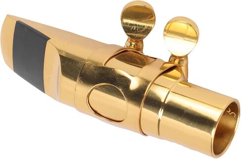 13x4x3cm Sax Mouthpiece, Soprano Sax Mouthpiece with Cap Brass, Designed for Treble Saxophone, Sound Enhancement, Exquisite Sax Mouthpiece for Saxophone Enthusiast (Gold) in Saudi Arabia