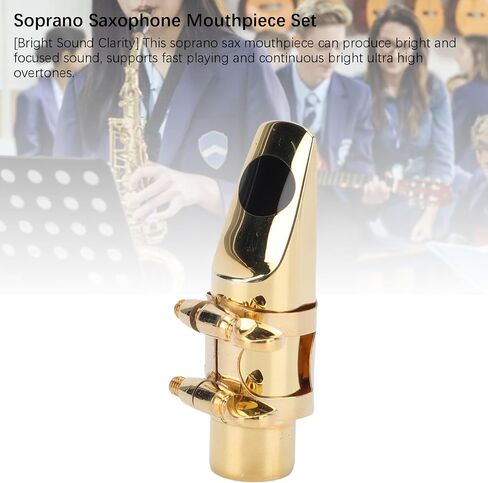 Drfeify Soprano Saxophone Metal Mouthpiece Set, 5 Hole High Pitch Sax Mouthpiece with Clip Cap and Teeth Pad in Saudi Arabia