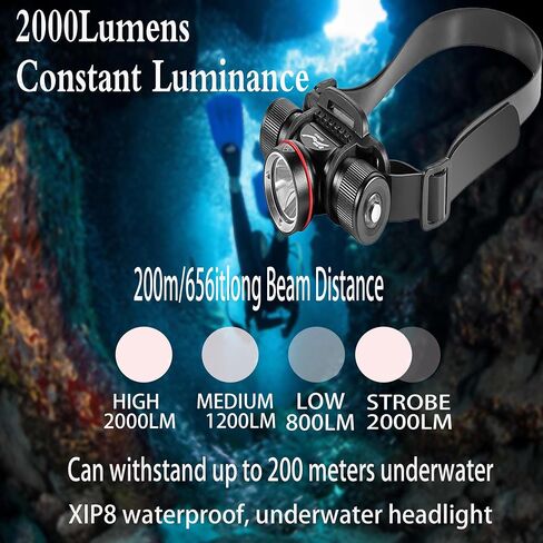 Dive Light,Scuba Diving Headlamp，3-in-1 Professional Underwater Headlight Professional IPX8 Waterproof Diving Headlight (DH06) in Saudi Arabia