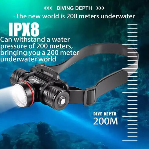 Dive Light,Scuba Diving Headlamp，3-in-1 Professional Underwater Headlight Professional IPX8 Waterproof Diving Headlight (DH06) in Saudi Arabia