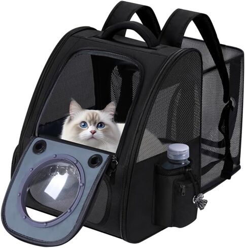 حقيبة ظهر Cat Cat Extension مع نافذة فقاعة شفافة ، حاملة حقيبة الظهر مع حقيبة سفر قطط كبيرة القطط ، تصميم كبسولة فضائية محمولة مع طي للحيوانات الأليفة (الأزرق) in Kuwait